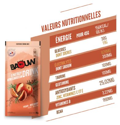 Baouw Energie-drank Perzik &amp; Rozemarijn 45 g