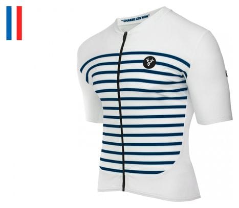 Produit Reconditionné - Maillot Manches Courtes LeBram Ventoux Blanc Bleu Coupe Ajustée