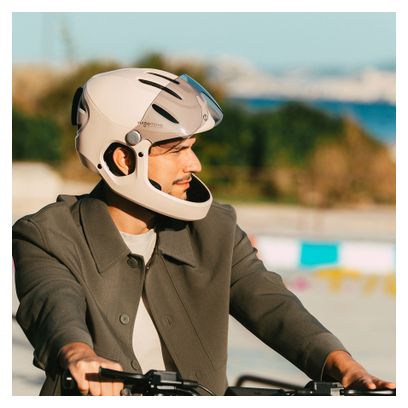 Virgo Integral Mips Beige - Casque Intégral Urbain avec visière et phare arrière