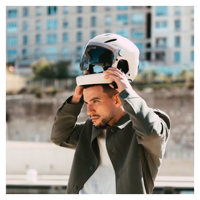 Virgo Integral Mips Beige - Casque Intégral Urbain avec visière et phare arrière