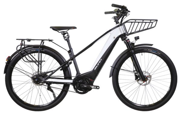 Vélo d'Exposition - VTC Électrique Sunn Urb Rely Mixte Shimano Nexus 7V Courroie 27.7'' Blanc Noir 2022 