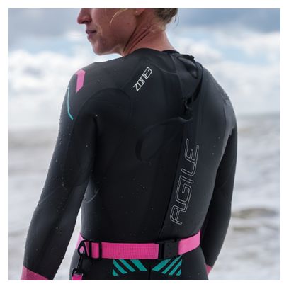Traje de neopreno para triatlón Zone3 Agile para mujer Negro/Rosa