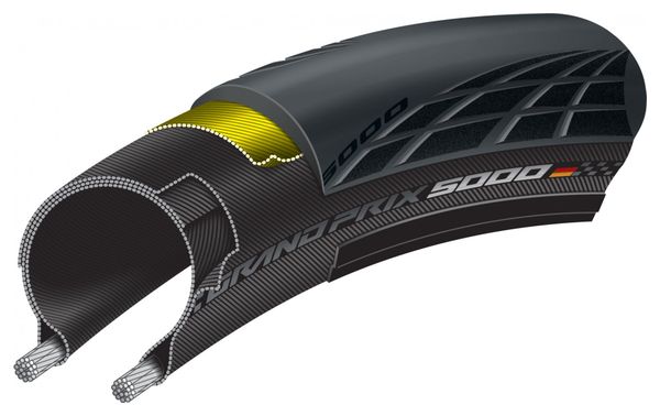 Continental GP 5000 700 mm Tubetype Soft Vectran Breaker Pneumatico stradale NeroCile
