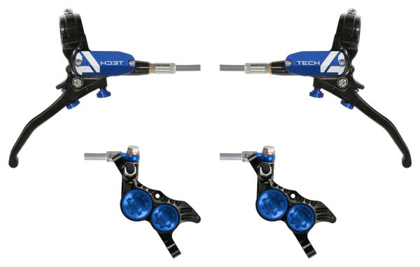Pair of Hope Tech 4 V4 Aviation Brake Hoses Black/Blue