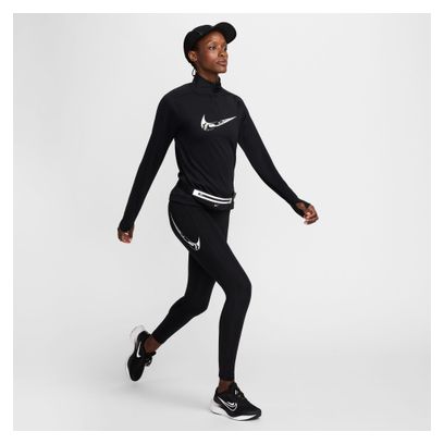 Haut 1/4 Zip Nike Swoosh Noir Femme