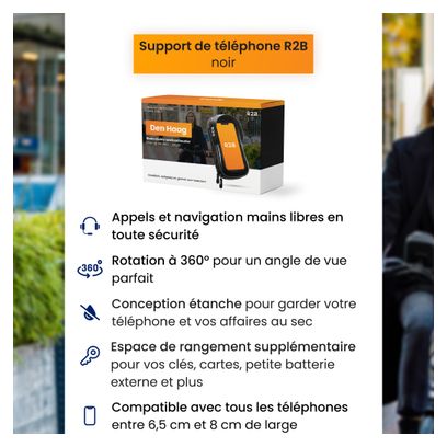 Support téléphone pour velo - Etanche - Rotation à 360 Degrés Noir