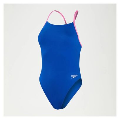 Speedo Eco+ Solid Lattice Back 1-Piece Swimsuit Blue 38 FR