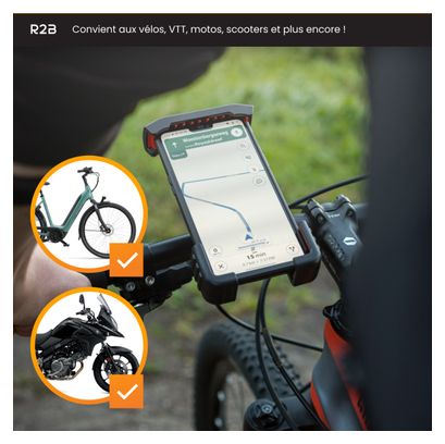 Support et Protection Smartphone robuste pour vélo R2B Rotation à 360 degrés