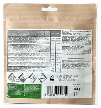 Pasto liofilizzato al peperoncino vegetariano Decathlon Nutrition - 120g