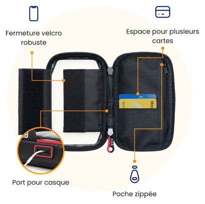 Support Téléphone pour Velo - Etanche - Rotation à 360 Degrés Noir/Rouge