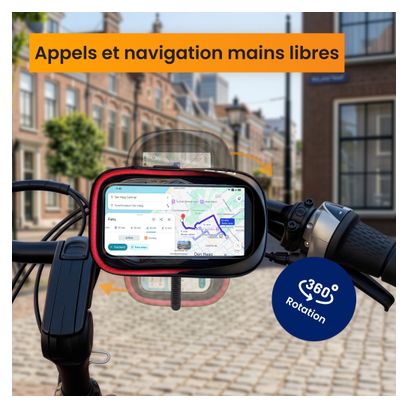 Support Téléphone pour Velo - Etanche - Rotation à 360 Degrés Noir/Rouge