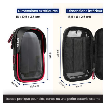Support Téléphone pour Velo - Etanche - Rotation à 360 Degrés Noir/Rouge