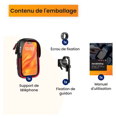 Support Téléphone pour Velo - Etanche - Rotation à 360 Degrés Noir/Rouge