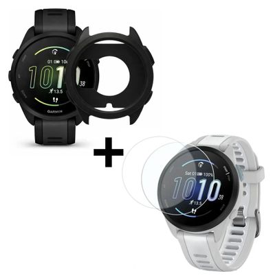 Schutzpack Sportenzia Garmin Forerunner 165 Silikonhülle 2 HD-Hydrogelfolien Schwarz