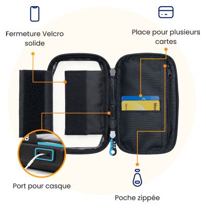 Support téléphone pour velo - Etanche - Rotation à 360 Degrés Noir/Bleu
