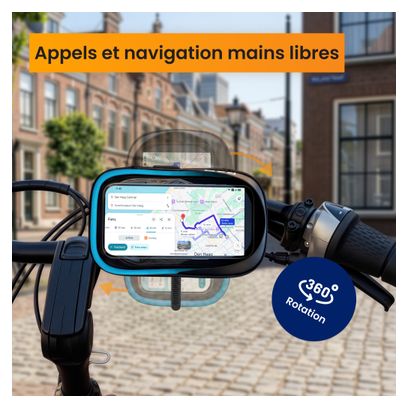 Support téléphone pour velo - Etanche - Rotation à 360 Degrés Noir/Bleu