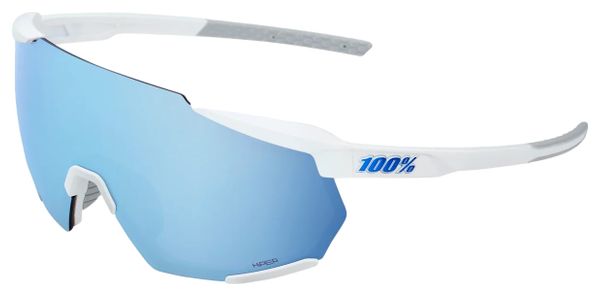 Gafas 100% Racetrap 3.0 - Blanco mate - Lentes de espejo multicapa azul Hiper