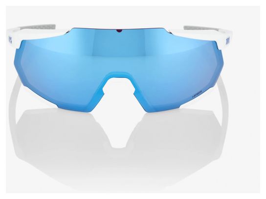 100% Racetrap 3.0 Brille - Mattweiß - Verspiegelte Gläser Mehrschichtig Blau Hiper