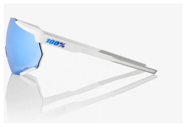 Lunettes 100% Racetrap 3.0 - Blanc Mat - Verres Miroir Multicouche Bleu Hiper 