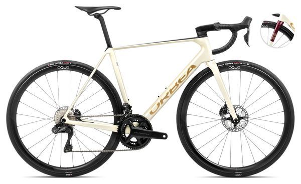 Orbea Orca M20iTEAM Bicicletta da strada Shimano Ultegra Di2 12S 700 mm Avorio Bianco Rosso Borgogna 2024