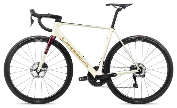 Orbea Orca M20iTEAM Bicicletta da strada Shimano Ultegra Di2 12S 700 mm Avorio Bianco Rosso Borgogna 2024