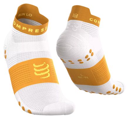 Compressport Pro Racing V4.0 Run Low sokken, wit/oranje