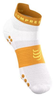 Compressport Pro Racing V4.0 Run Low sokken, wit/oranje