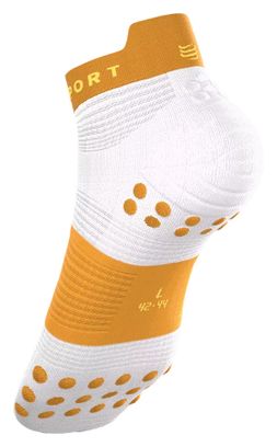 Compressport Pro Racing V4.0 Run Low sokken, wit/oranje