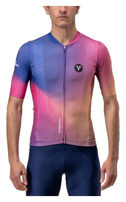 LeBram Race Aero Short Sleeve Jersey Pink Blue
