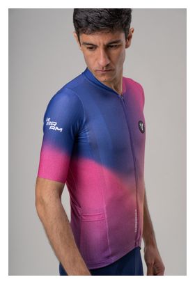 LeBram Race Aero Short Sleeve Jersey Pink Blue