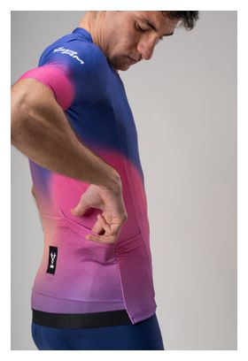 LeBram Race Aero Short Sleeve Jersey Pink Blue