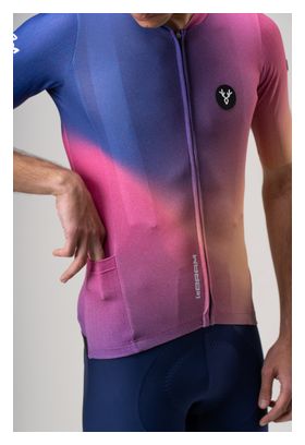 LeBram Race Aero Short Sleeve Jersey Pink Blue