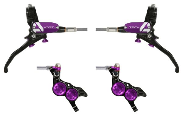 Pair of Hope Tech 4 V4 Brakes Aviation Hose Black/Violet
