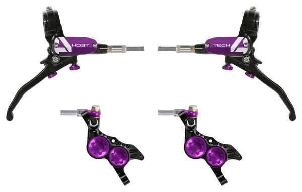 Par de Frenos de Aviación Hope Tech 4 <strong>V4</strong> Negro/Morado