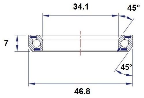 Roulement de Direction Black Bearing C1 34.1 x 46.8 x 7 mm 45/45°