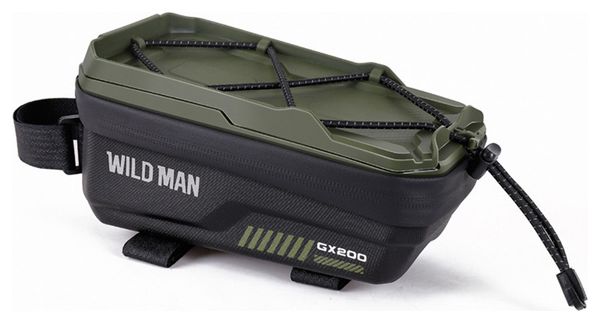Front 1L green bike frame bag with phone holder WILD MAN