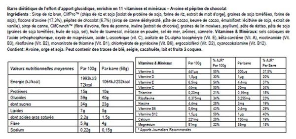 CLIF BAR Energy Bar Chocolate Chip 68g