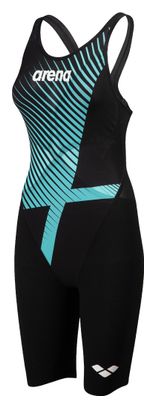 Costume da bagno Arena Powerskin Carbon Glide donna con schienale aperto Nero Blu