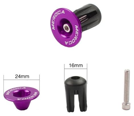 Bouchons de cintre vélo – 22 à 24 mm – Vis M4 – Violet
