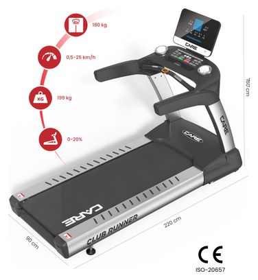 Tapis de course professionnel - 25km/h - CARE - CLUB RUNNER LED