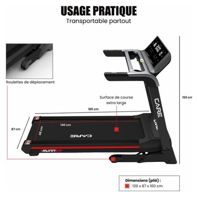 Tapis de course connecté - 20km/h - CARE - RUNNER - KINOMAP