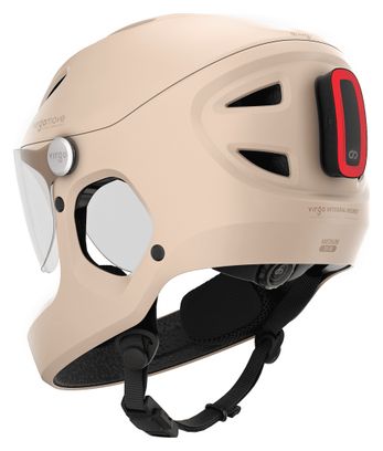Virgo Integral Beige - Casque Intégral Urbain avec visière et phare arrière