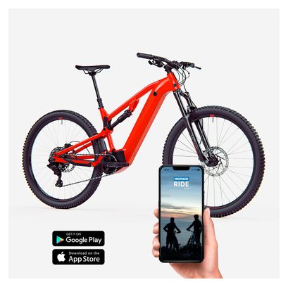 VTT Électrique Tout-Suspendu Rockrider E-Expl 520 S Microshift Advent 10V 500Wh 29'' Rouge Vif 2024