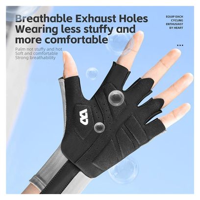Gants antidérapants unisexes  respirants  demi-doigts - Gris