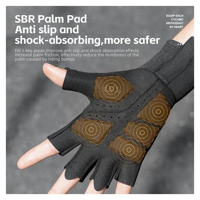 Gants antidérapants unisexes  respirants  demi-doigts - Gris