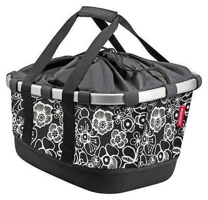 Panier de Porte-Bagage Klickfix Bikebasket GT Uniklip Fleurs Noires