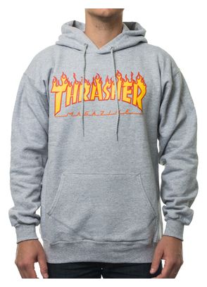 THRASHER FLAME LOGO Hoodie Grey