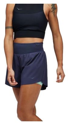 Pantalón Corto Hoka Skyglide Azul 2 en 1 para Mujer