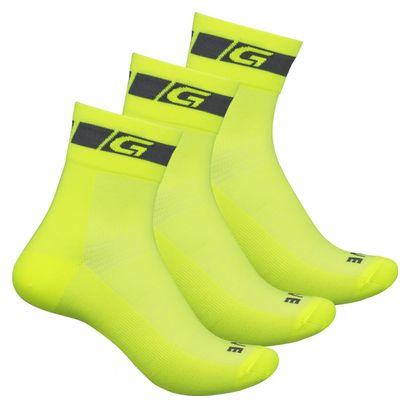GripGrab Hi-Vis Regular Cut Socks 3PACK Yellow