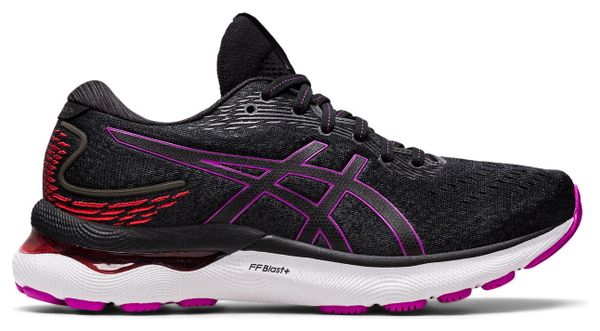 Asics Gel Nimbus 24 Running Shoes Black Purple Women's